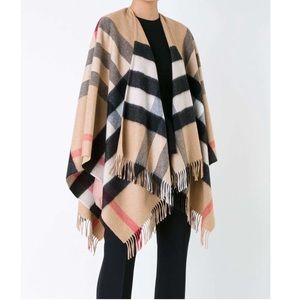 Burberry Check Cashmere and Wool Poncho NWT